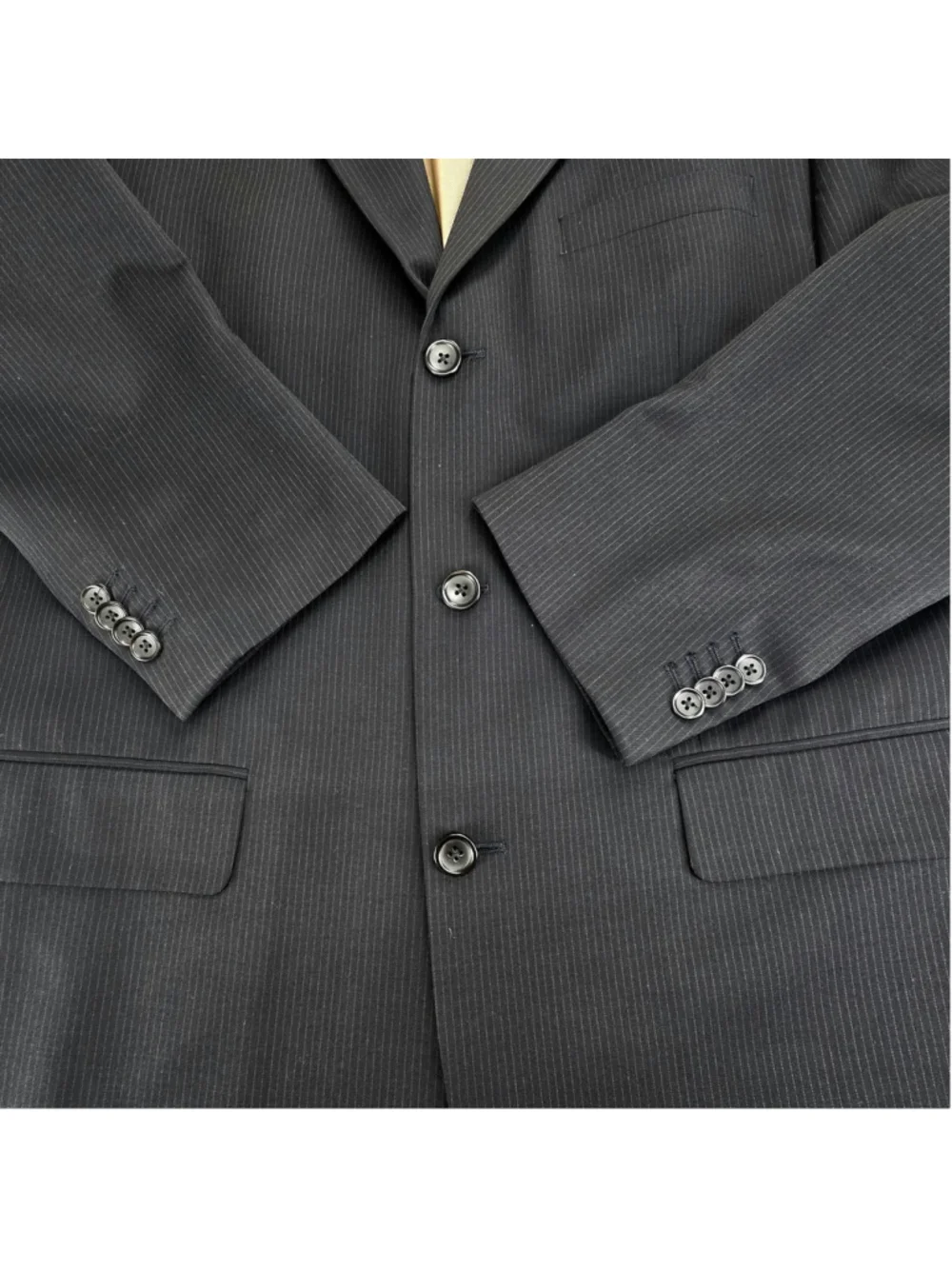 Banana Republic Wool Pinstripe Suit Mens 44R 34x32 Navy 2 Piece Executive